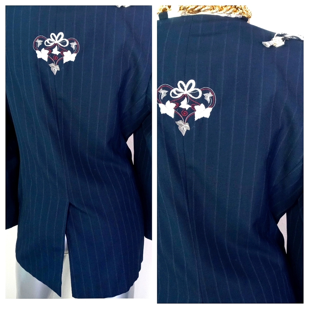 Evan Picone Pinstripe Craft Core Wearable Art RAD Blazer - Picture 15 of 15